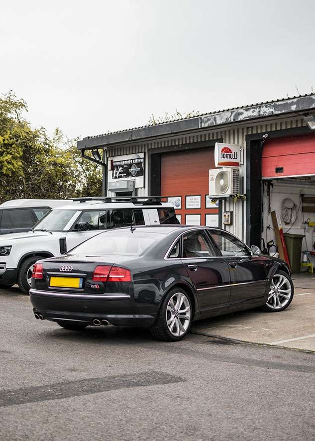 Audi s8 car before window tinting from back