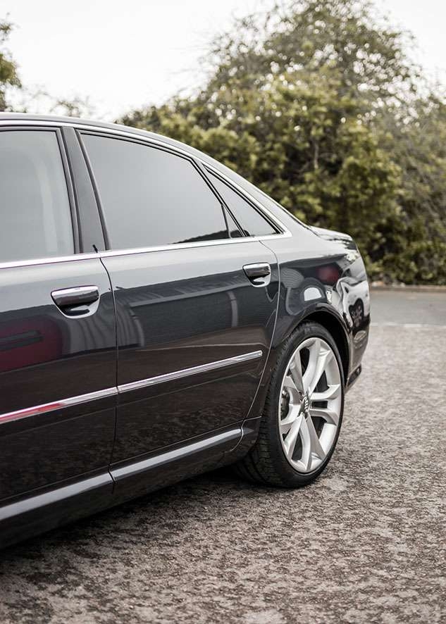 Audi s8 car after window tinting from side