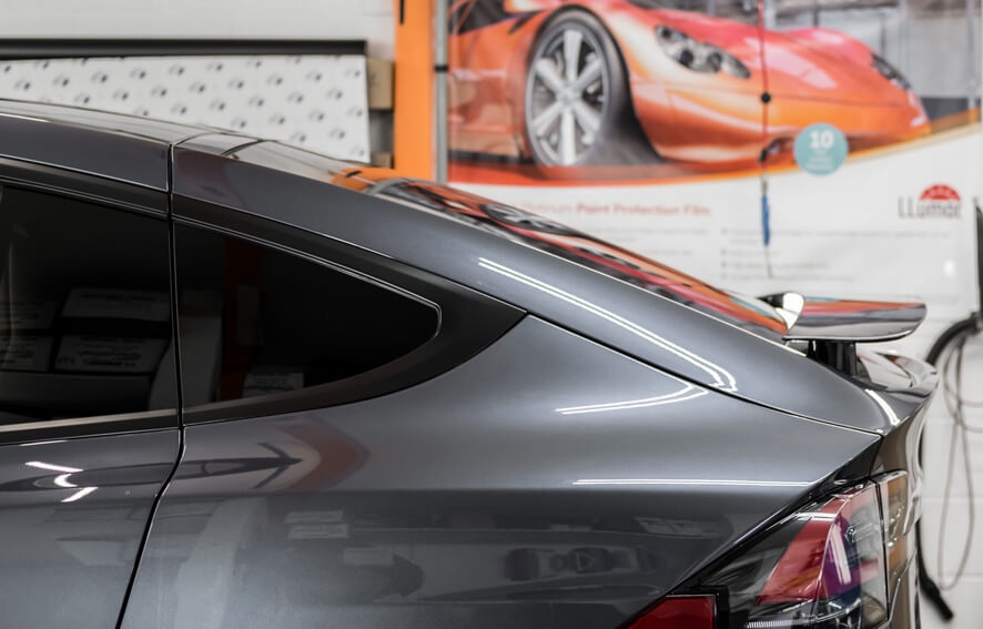 Chrome delete/removal on car using matte black vinyl wrap