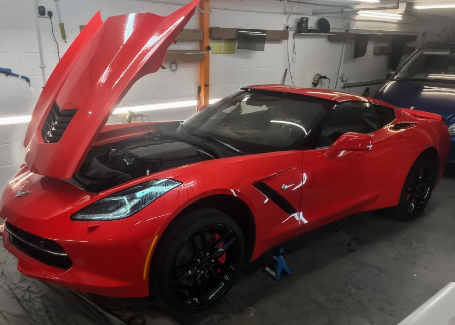Chevrolet Corvette car having paint protection film applied