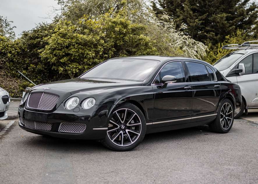 Front shot of Bentley Flying Spur car before Paint Correction, Paintwork Enhancement, Paint Correction, Headlight Restoration services