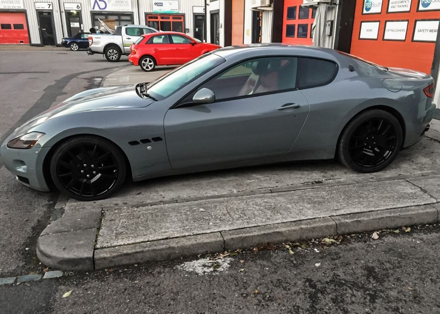 Maserati GranTurismo car vinyl wrapped in khaki green
