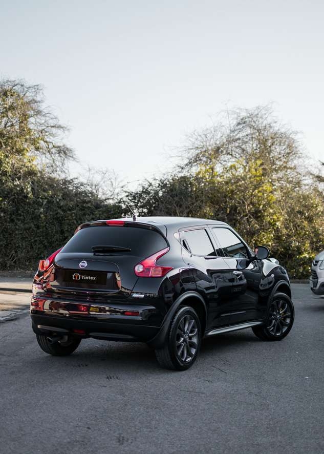 Rear shot of black Nissan Juke car after polishing, paint correction, Paintwork Enhancement and ceramic coating