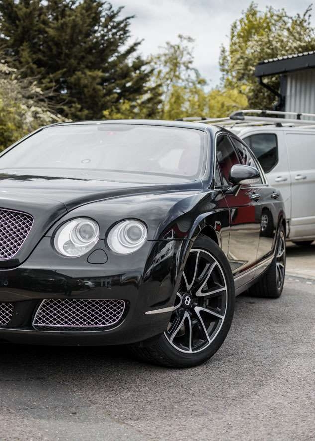 Side shot of Bentley Flying Spur car before Paint Correction, Paintwork Enhancement, Paint Correction, Headlight Restoration services