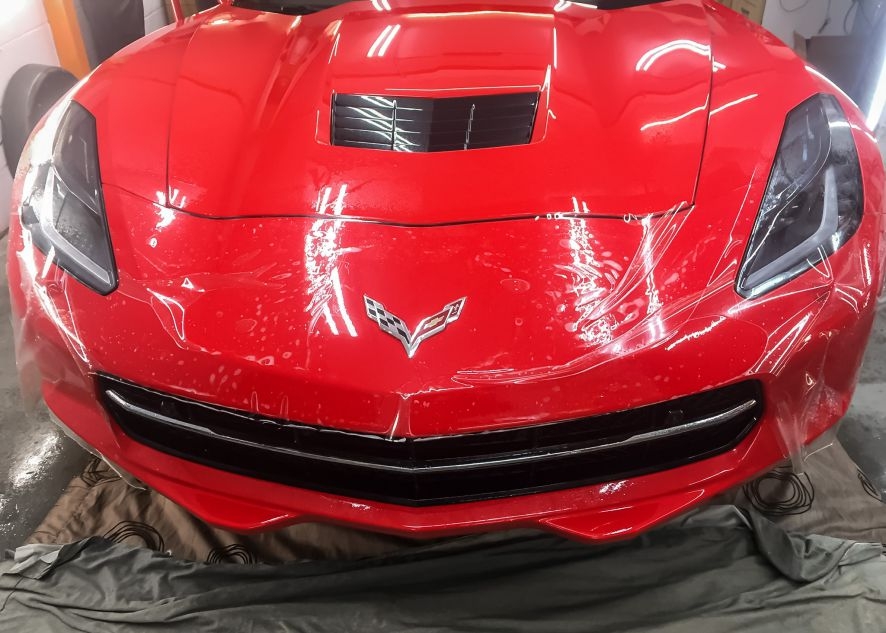 Chevrolet Corvette car having paint protection film applied