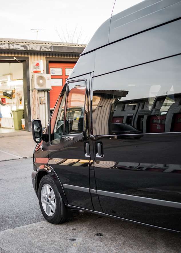 Front of Ford Transit van with with paintwork shine/gloss restored by polishing, paint correction and Paintwork Enhancement
