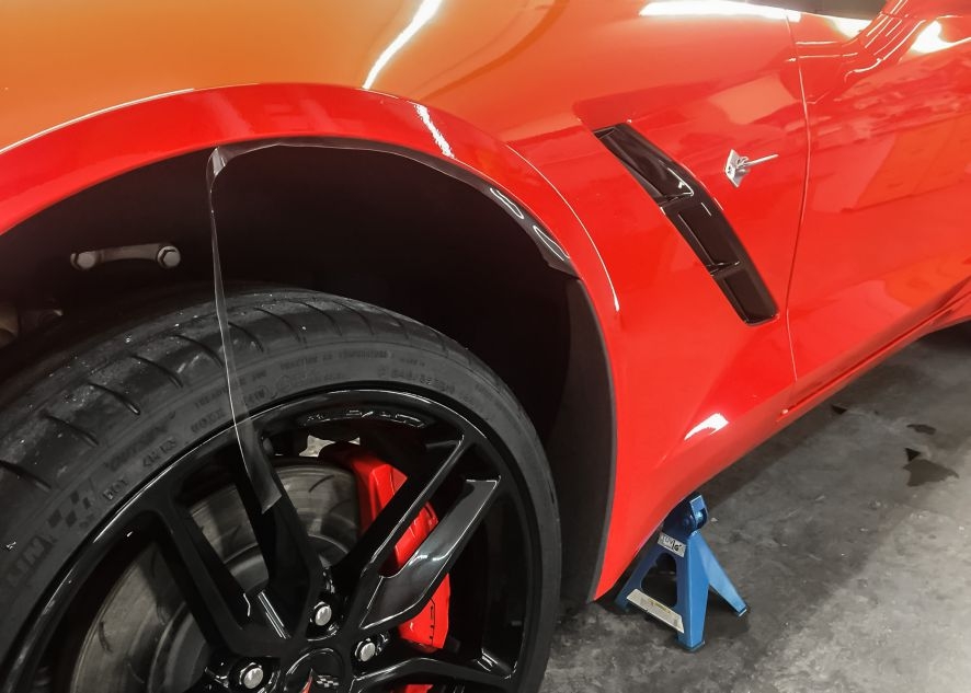 Chevrolet Corvette car having paint protection film applied