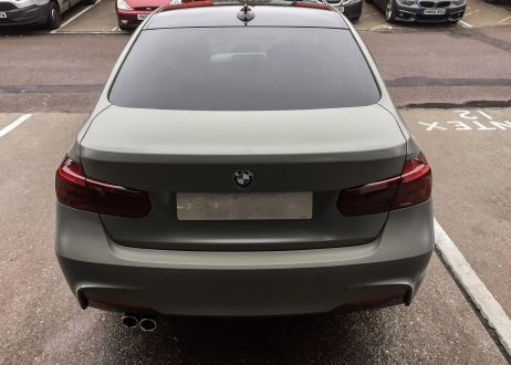 BMW 3 series car vinyl wrapped in khaki green
