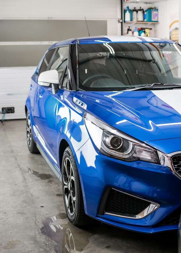 Blue MG3 car tinted rear side windows