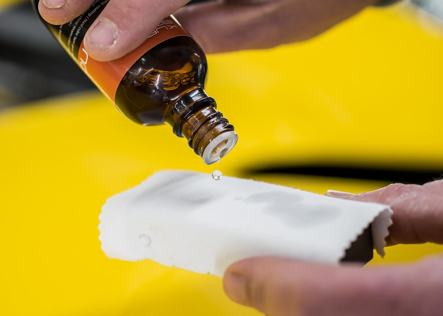 Applying automotive ceramic coating to sponge